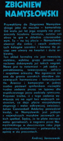Zbigniew Namysłowski - Zbigniew Namysłowski | Polskie Nagrania Muza (SX 1493) - 3