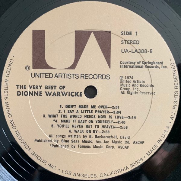 Dionne Warwick - The Very Best Of Dionne Warwicke | United Artists Records (UA-LA388-E) - 3