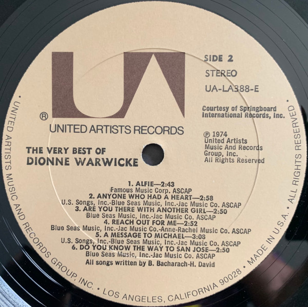 Dionne Warwick - The Very Best Of Dionne Warwicke | United Artists Records (UA-LA388-E) - 4