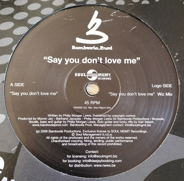 Bamboola Prod. - Say You Don't Love Me | Soul MGMT Records (SOUL MGMT 003)