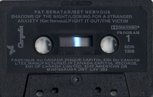 Pat Benatar - Get Nervous [Cassette] | Chrysalis (CCH-1396) - 3
