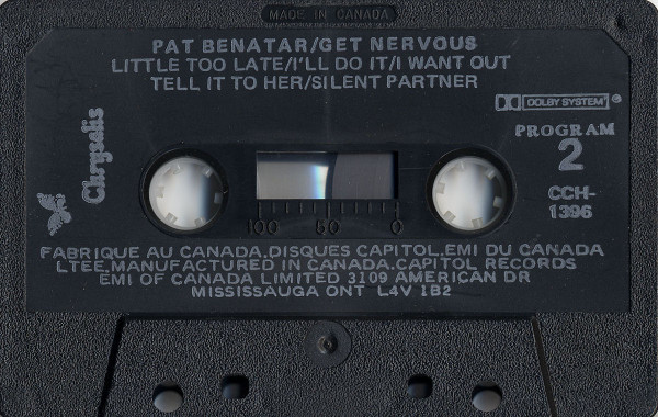 Pat Benatar - Get Nervous [Cassette] | Chrysalis (CCH-1396) - 4
