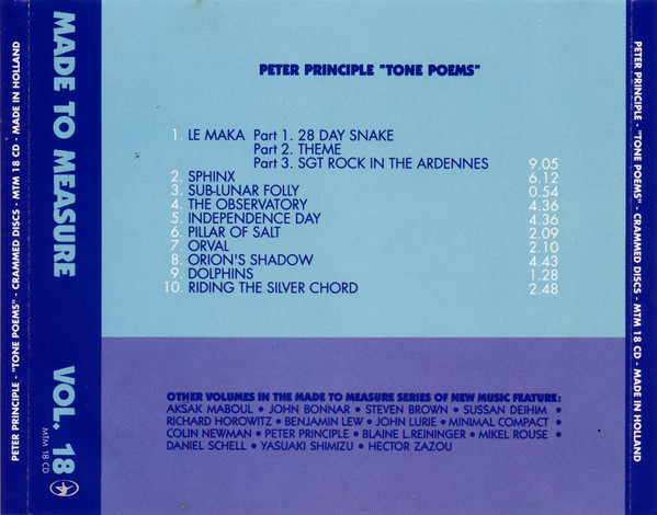 Peter Principle - Tone Poems | Crammed Discs (MTM 18 CD) - 2
