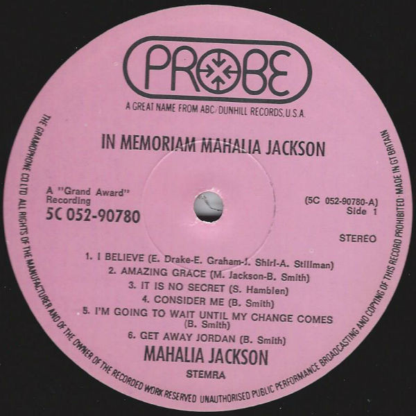 Mahalia Jackson - In Memoriam Mahalia Jackson | Probe (5C.052-90780) - 2