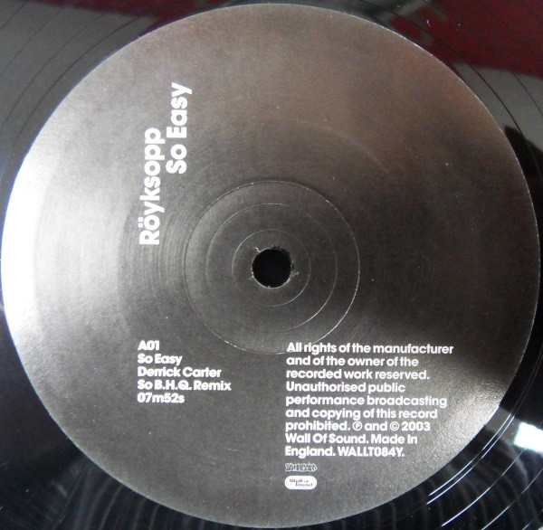 Röyksopp - So Easy | Wall Of Sound (WALL T 084 Y) - main