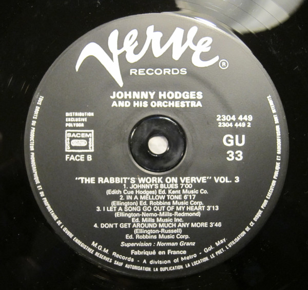 Johnny Hodges And His Orchestra - The Rabbit's Work On Verve - Vol. 3 | Verve Records (2304 449) - 4