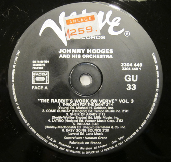 Johnny Hodges And His Orchestra - The Rabbit's Work On Verve - Vol. 3 | Verve Records (2304 449) - 3