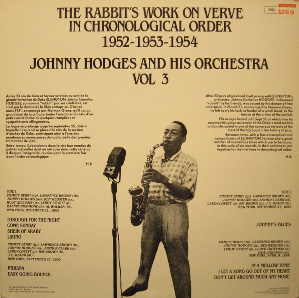 Johnny Hodges And His Orchestra - The Rabbit's Work On Verve - Vol. 3 | Verve Records (2304 449) - 2