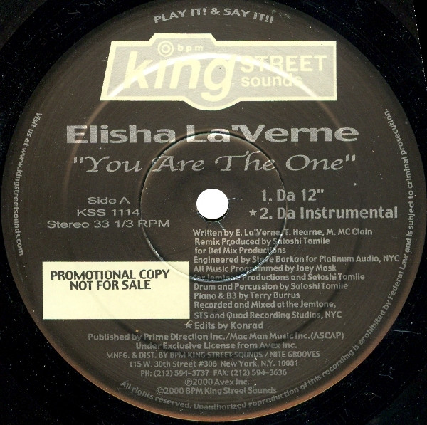 Elisha La'Verne - You Are The One | BPM King Street Sounds (KSS 1114) Elisha La'Verne - You Are The One | BPM King Street Sounds (KSS 1114)