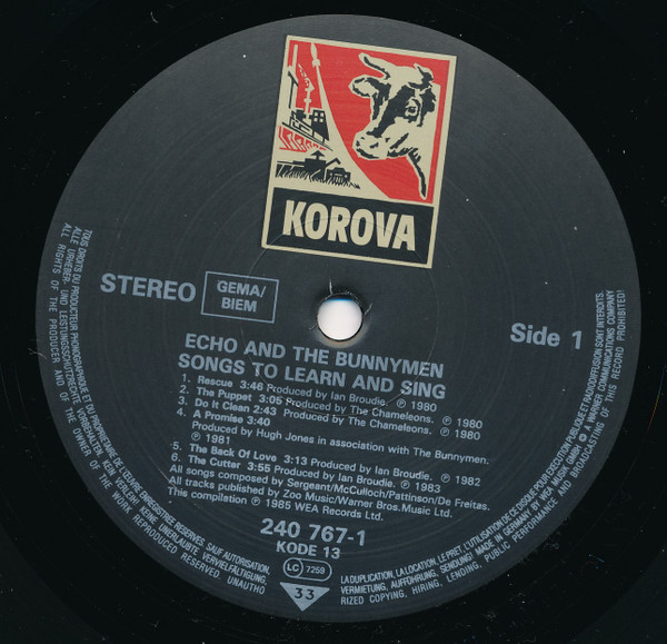 Echo & The Bunnymen - Songs To Learn & Sing | Korova (KODE 13) - 3 Echo & The Bunnymen - Songs To Learn & Sing | Korova (KODE 13) - 3