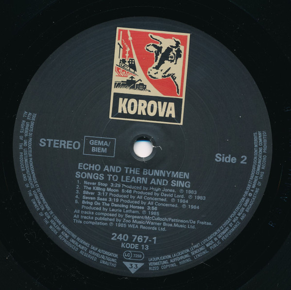 Echo & The Bunnymen - Songs To Learn & Sing | Korova (KODE 13) - 4 Echo & The Bunnymen - Songs To Learn & Sing | Korova (KODE 13) - 4