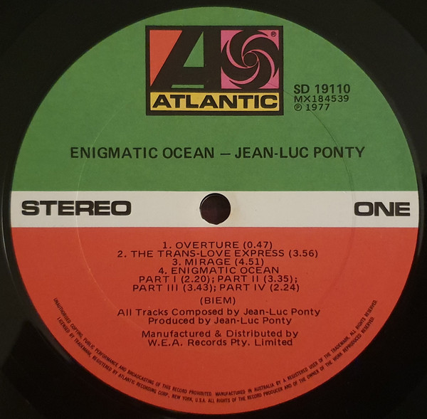 Jean-Luc Ponty - Enigmatic Ocean | Atlantic (SD 19110) - 3