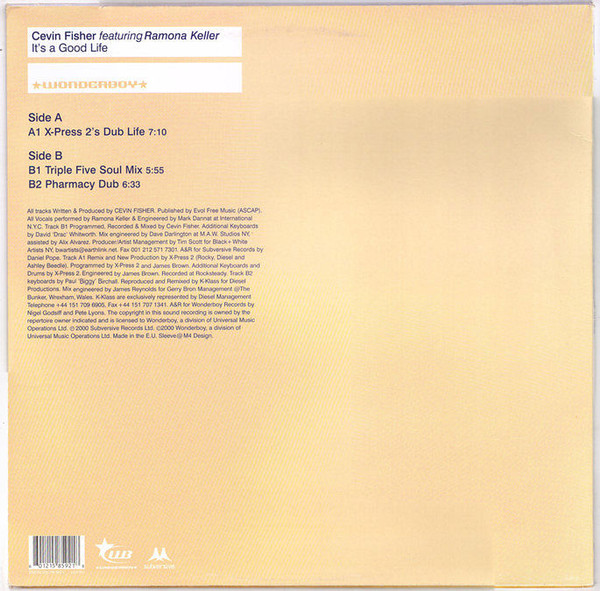 Cevin Fisher Featuring Ramona Keller - It's A Good Life (The Dub Mixes) | Wonderboy (WBOYX 022) - 2 Cevin Fisher Featuring Ramona Keller - It's A Good Life (The Dub Mixes) | Wonderboy (WBOYX 022) - 2