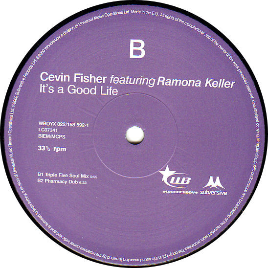 Cevin Fisher Featuring Ramona Keller - It's A Good Life (The Dub Mixes) | Wonderboy (WBOYX 022) - 4 Cevin Fisher Featuring Ramona Keller - It's A Good Life (The Dub Mixes) | Wonderboy (WBOYX 022) - 4