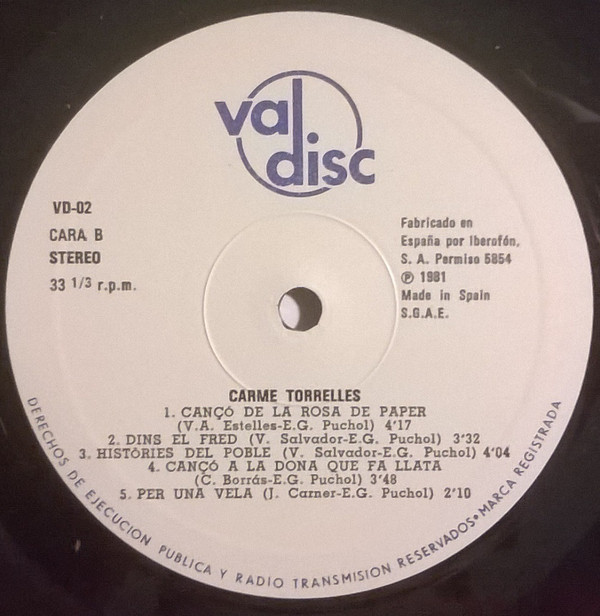 Carme Torrelles - La Rosa de Paper | Valdisc (VD-02) - 3