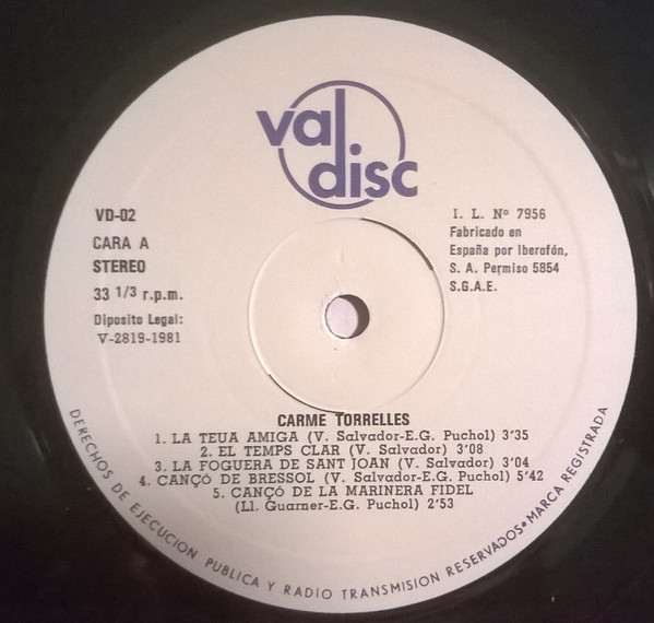 Carme Torrelles - La Rosa de Paper | Valdisc (VD-02) - 2
