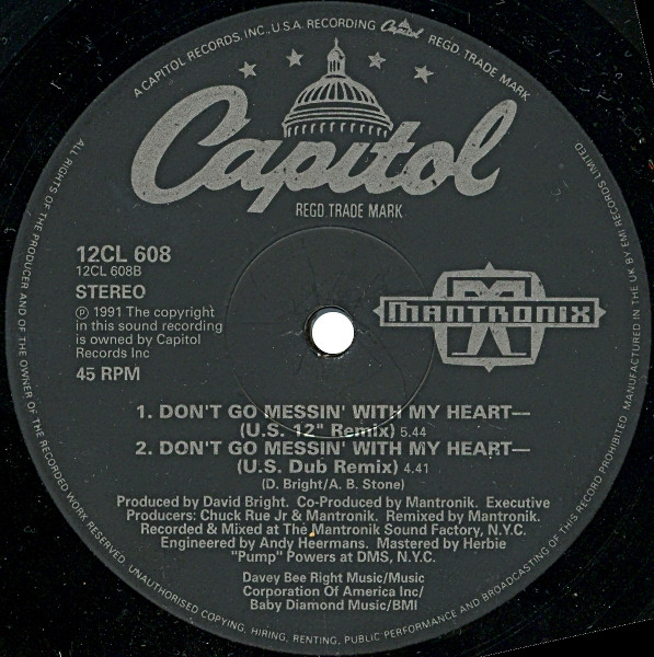 Mantronix - Don't Go Messin' With My Heart | Capitol Records (12CL 608) - 4