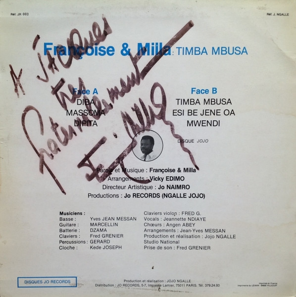 Françoise & Milla - Timba Mbusa | Disques Jojo (JR 003) - 2