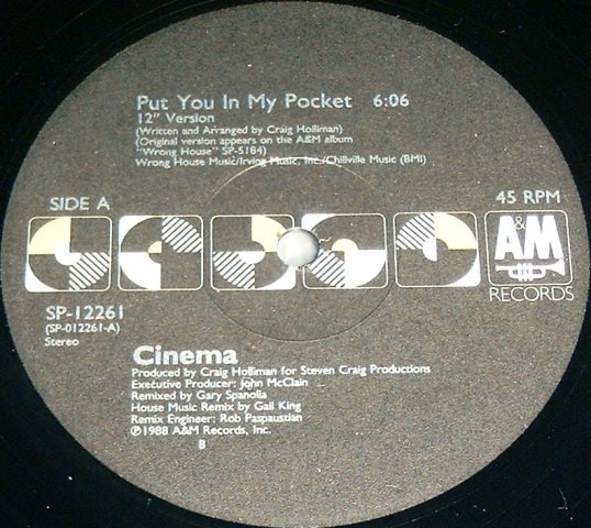 Cinema - Put You In My Pocket | A&M Records (SP-12261)