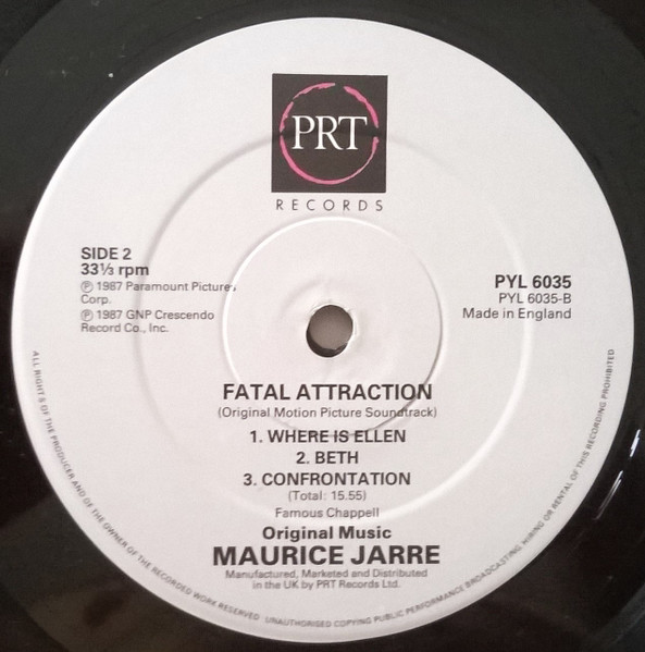 Maurice Jarre - Fatal Attraction (Original Motion Picture Soundtrack) | PRT (PYL 6035) - 4