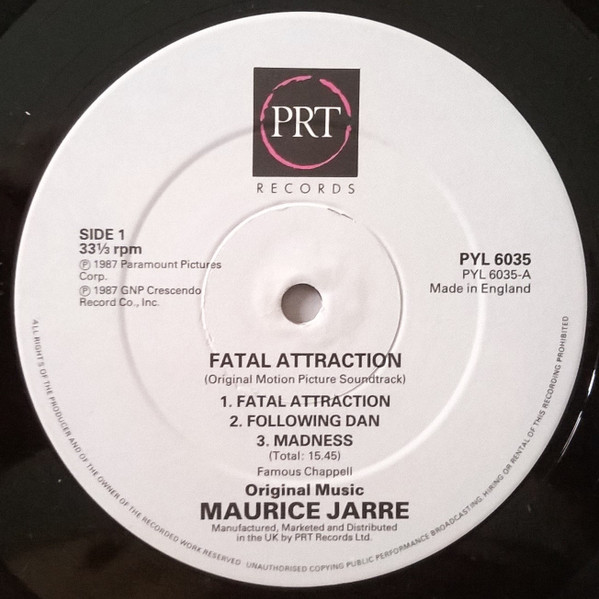Maurice Jarre - Fatal Attraction (Original Motion Picture Soundtrack) | PRT (PYL 6035) - 3