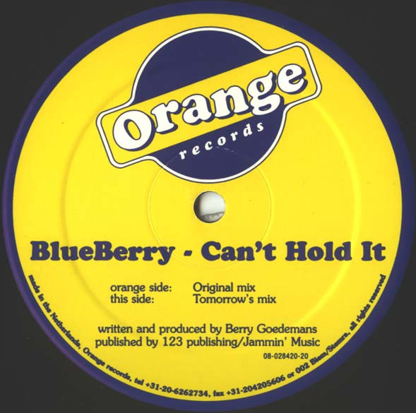 BlueBerry - Can't Hold It | Orange Records (or 002) - main