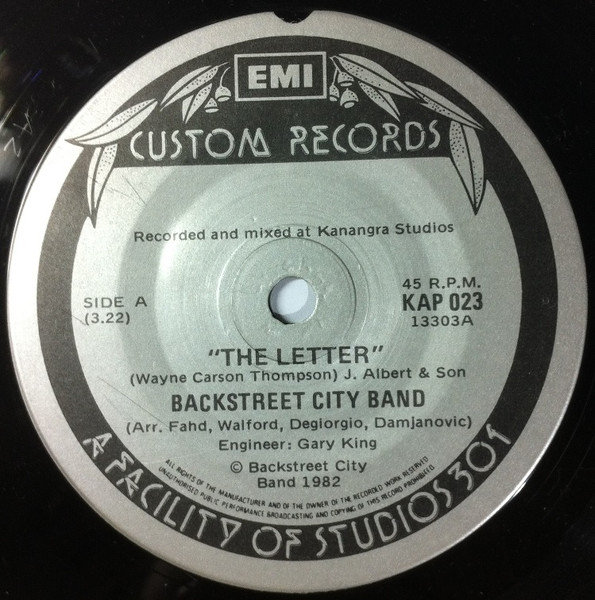 Backstreet City Band - The Letter | EMI Custom Records (KAP-023)