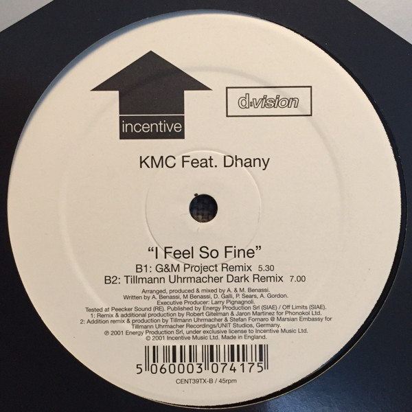 KMC Feat. Dhany - I Feel So Fine (Includes Tillmann Uhrmacher Remixes And G&M Project Remix) | Incentive (CENT39TX) - 4
