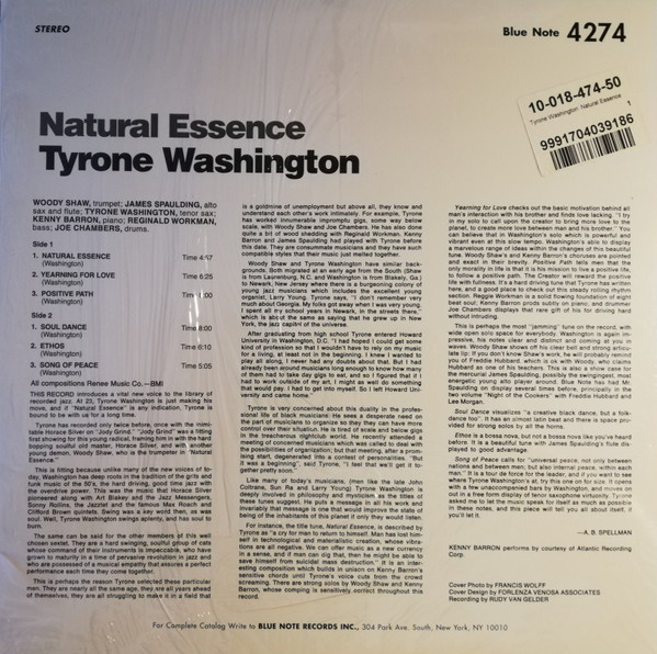 Tyrone Washington - Natural Essence | Blue Note (BLP 4274) - 4
