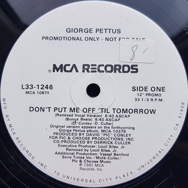 Giorge Pettus - Don't Put Me Off 'Til Tomorrow | MCA Records (L33-1246) - main Giorge Pettus - Don't Put Me Off 'Til Tomorrow | MCA Records (L33-1246) - main