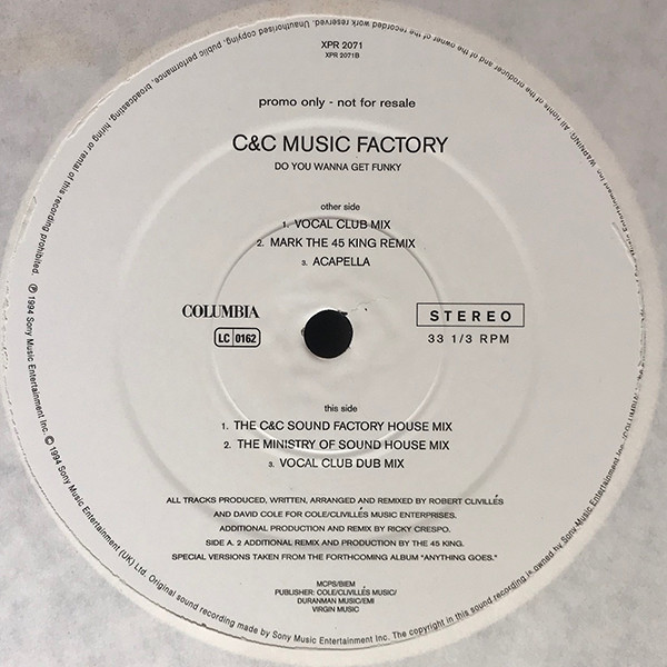 C + C Music Factory - Do You Wanna Get Funky | Columbia (XPR 2071) - 4