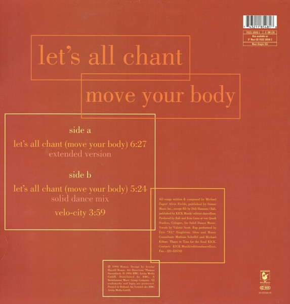 Ministry Of Sound - Let's All Chant (Move Your Body) | Hansa (74321 18548 1) - 2