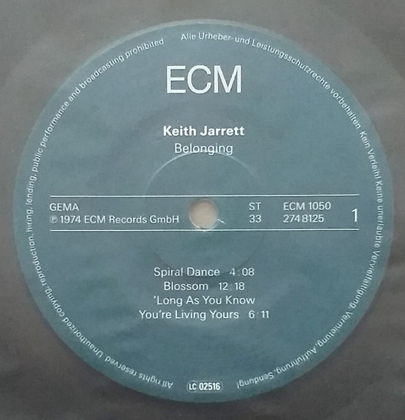 Jan Garbarek , Keith Jarrett , Palle Danielsson , Jon Christensen - Belonging | ECM Records (ECM 1050 ST) - 3
