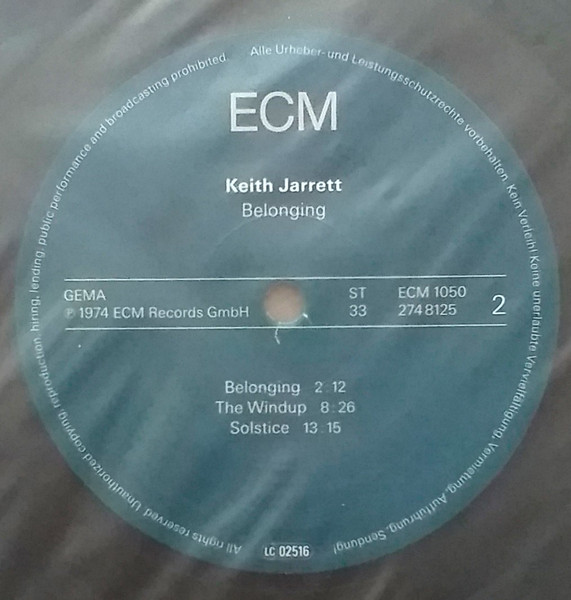 Jan Garbarek , Keith Jarrett , Palle Danielsson , Jon Christensen - Belonging | ECM Records (ECM 1050 ST) - 4