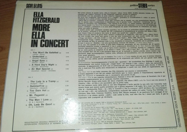 Ella Fitzgerald - More Ella In Concert | Verve Records (SGVL 51.015) - 2
