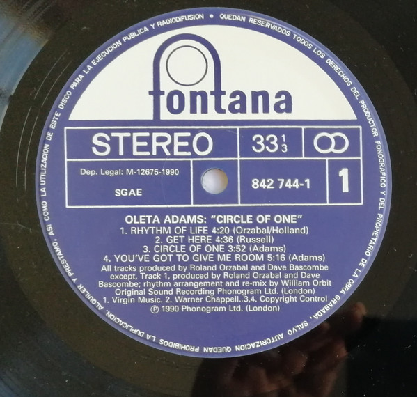 Oleta Adams - Circle Of One | Fontana (842 744-1) - 3