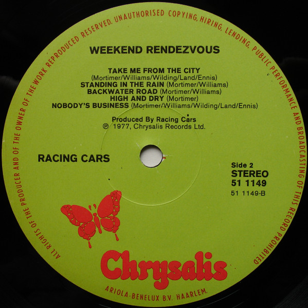 Racing Cars - Weekend Rendezvous | Chrysalis (51-1149) - 4 Racing Cars - Weekend Rendezvous | Chrysalis (51-1149) - 4