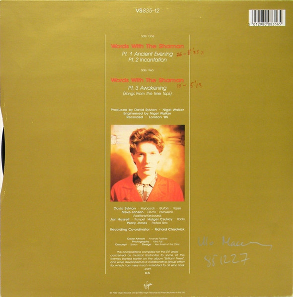 David Sylvian , Jon Hassell • Steve Jansen , Holger Czukay - Words With The Shaman | Virgin (VS 835-12) - 2