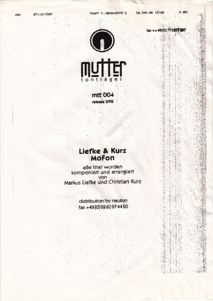 Markus Liefke & Christian Kurz - MoFon | Mutter (mtt 004)