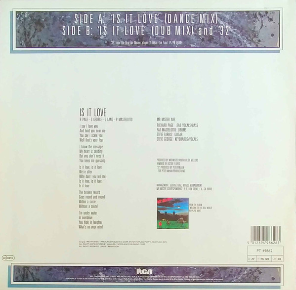Mr. Mister - Is It Love | RCA (PT 49862)