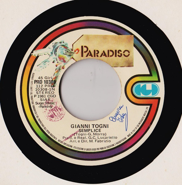 Gianni Togni - Semplice | Paradiso (PRD 10308)