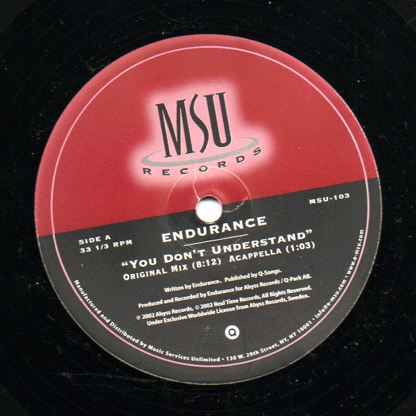 Endurance - You Don't Understand | MSU Records (MSU 103) - 2