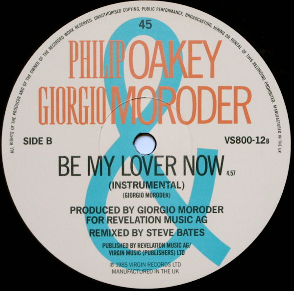 Philip Oakey & Giorgio Moroder - Be My Lover Now | Virgin (VS800-12) - 4 Philip Oakey & Giorgio Moroder - Be My Lover Now | Virgin (VS800-12) - 4
