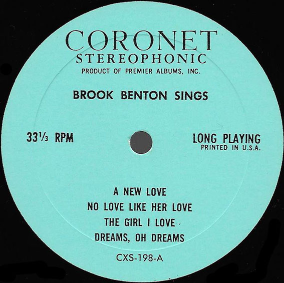 Brook Benton , Charlie Francis - Brook Benton Sings (also Charlie Francis) | Coronet Records (CXS 198) - 3