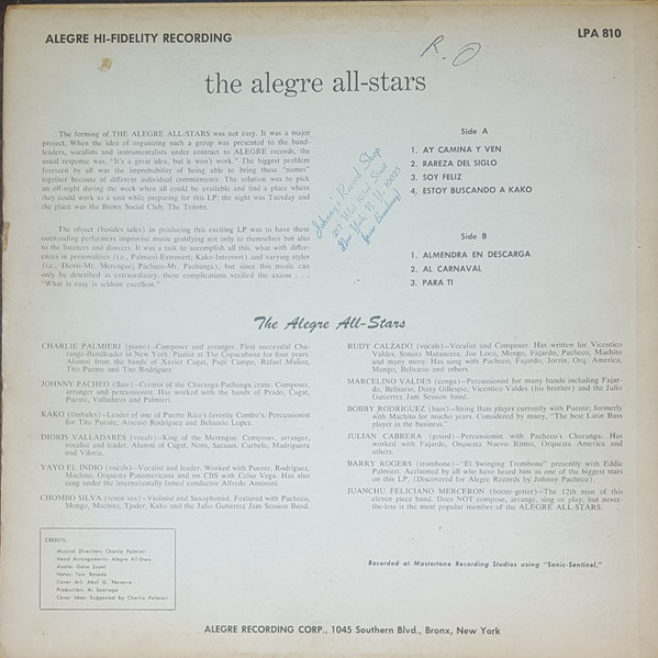 The Alegre All Stars - The Alegre All Stars | Alegre Records (LPA 810) - 2