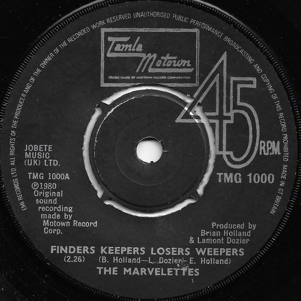The Marvelettes / Kim Weston - Finders Keepers Losers Weepers / Do Like I Do | Tamla Motown (TMG 1000)