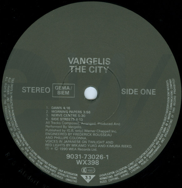 Vangelis - The City | EastWest (9031-73026-1) - 3