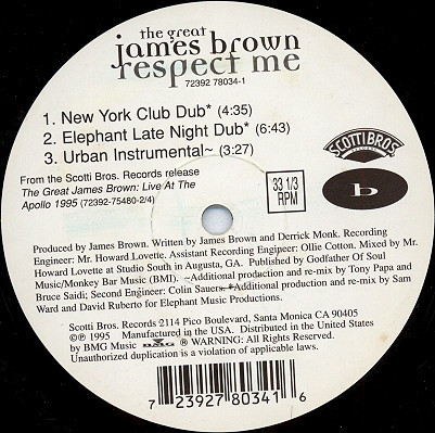 James Brown - Respect Me | Scotti Bros. Records (72392 78034-1) - 2