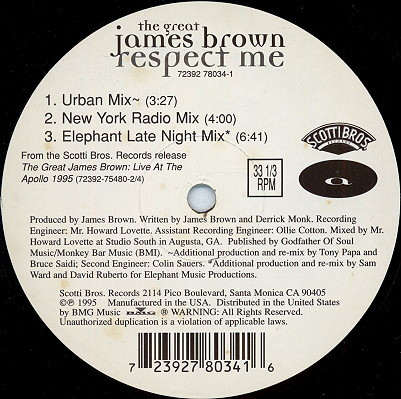 James Brown - Respect Me | Scotti Bros. Records (72392 78034-1) - main
