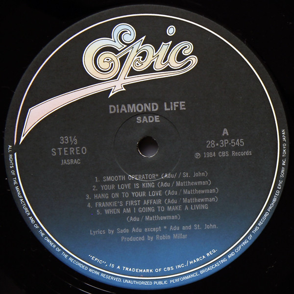 Sade - Diamond Life | Epic (28·3P-545) - 3